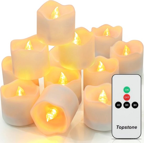 10 Led-Waxinelichtjes Met Afstandsbediening En Timer, Vlamloze Kaarsen