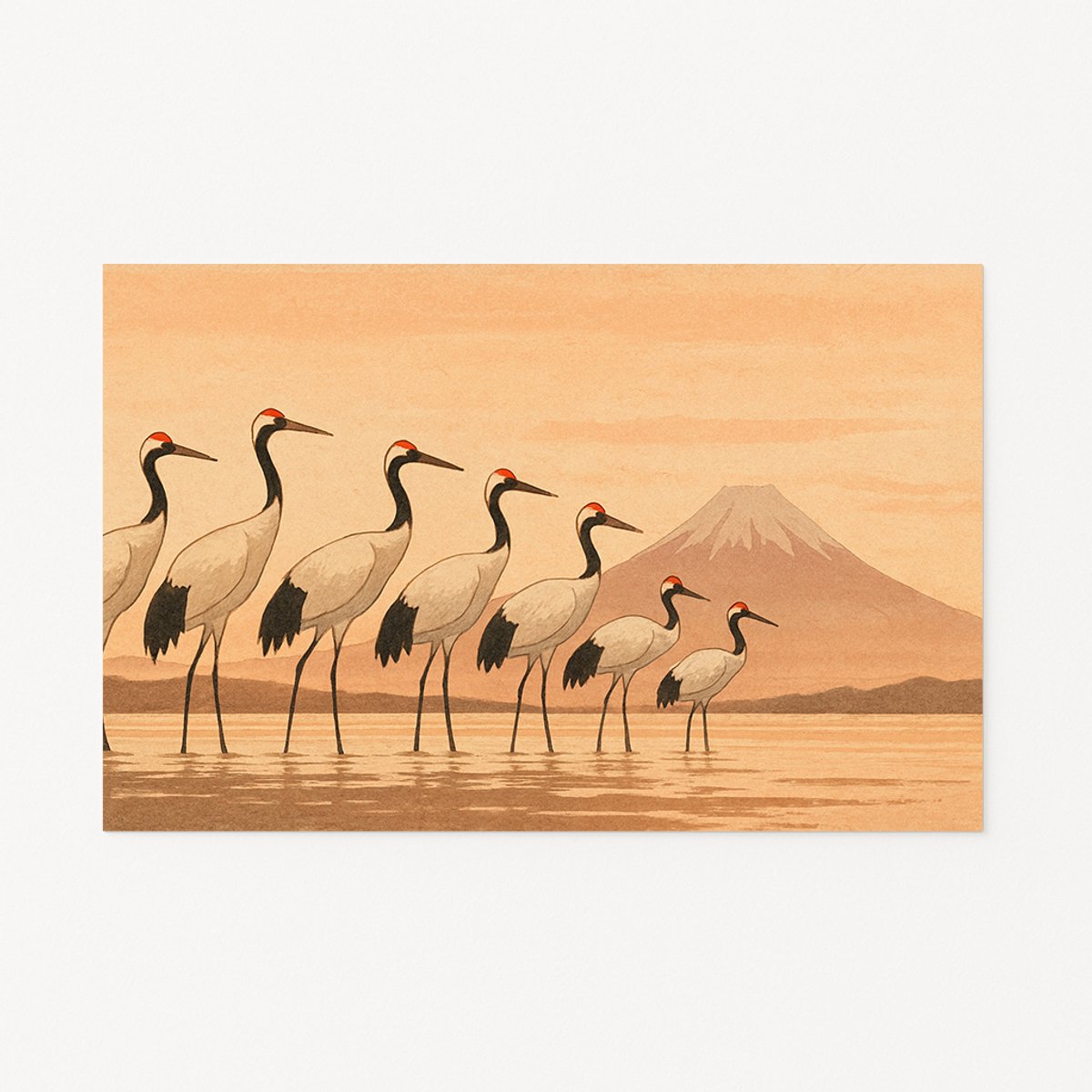 Kraanvogel muurdecoratie – wanddecoratie modern – 70x50 cm