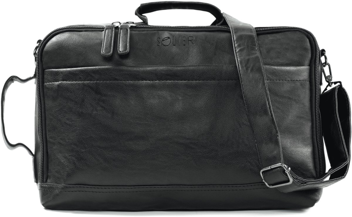 Solier SV16 Dravon - 2-in-1 handtas en rugzak, handbagage geschikt voor Ryanair, met laptopvak en kofferband, zwart