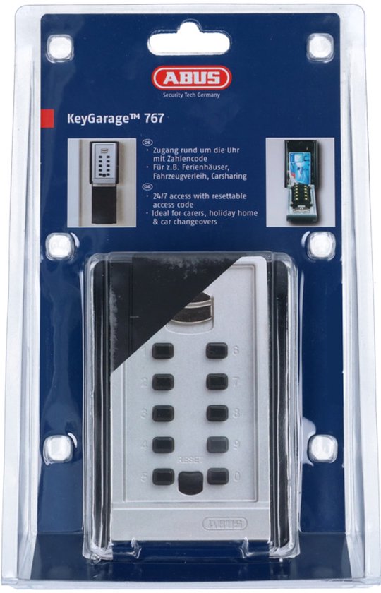 ABUS KeyGarage 767 sleutelkluis in verpakking, met cijferslot.