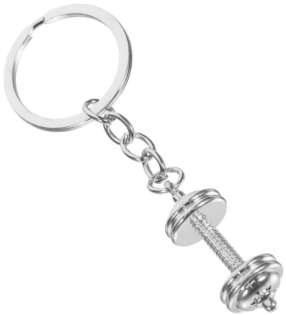 Dumbbell sleutelhanger - Fitness sleutelhanger - Dumbbell - Keychain - Zilverkleurig - Sportsleutelhanger - grappige sleutelhanger - CHPN