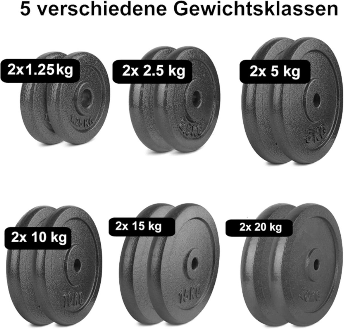Set Gewichtsschijven 27/29 mm Gietijzer voor Halters en Dumbbells
