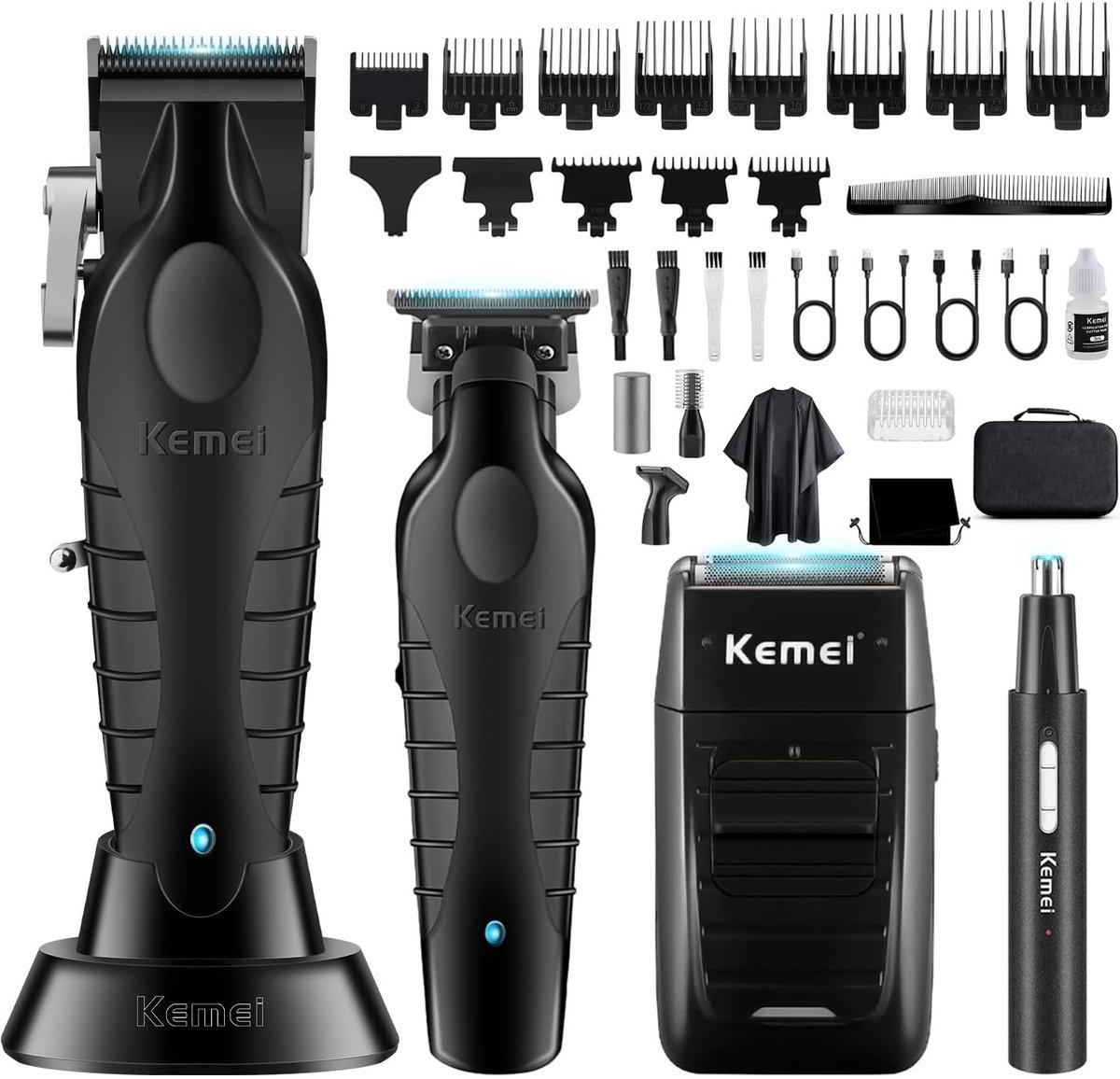 Professionele Draadloze Tondeuse Set voor Heren: Trimmer voor Haar, Baard en Neus