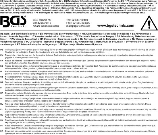 BGS L'Impostazione Di Calibro per Impulsgeberscheibe Opel Adatto A 8151