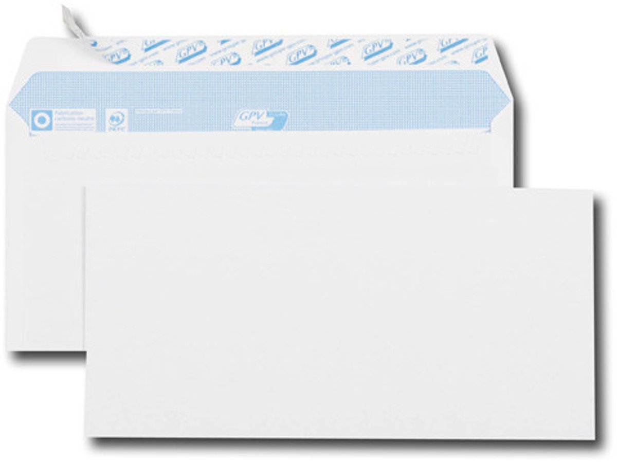 GPV enveloppen, DL, 110 x 220 mm, wit, zonder venster