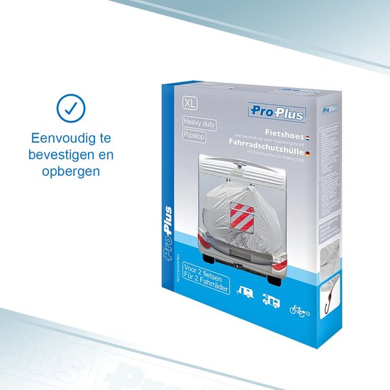ProPlus Fietshoes XL - Heavy Duty - Ripstop Nylon - Voor 2 Elektrische Fietsen - Met Markeringsbordvak van ProPlus — afbeelding 2