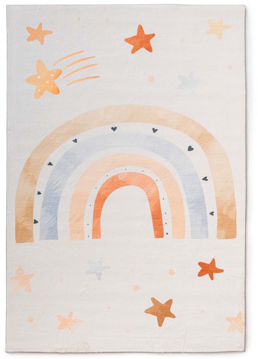 Wasbaar kindervloerkleed - Fluffito Regenboog multi 160x230 cm