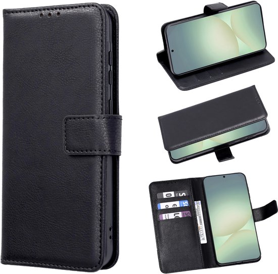 Étui Casemania compatible avec Oppo A6 Pro 5G - Zwart - Étui portefeuille avec porte-cartes - Étui portefeuille pour téléphone