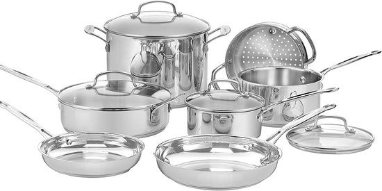 Cuisinart - Chef’s Classic™ Pannenset - 11-Delig - RVS - Inductiegeschikt - Met Glasdeksels - Vaatwasserbestendig