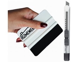 Homewell® Rakel met vilt en folie mes - Squeegee (Toolset voor raamfolie, carwrap, plakfolie, keuken wrappen) 10x7,5cm