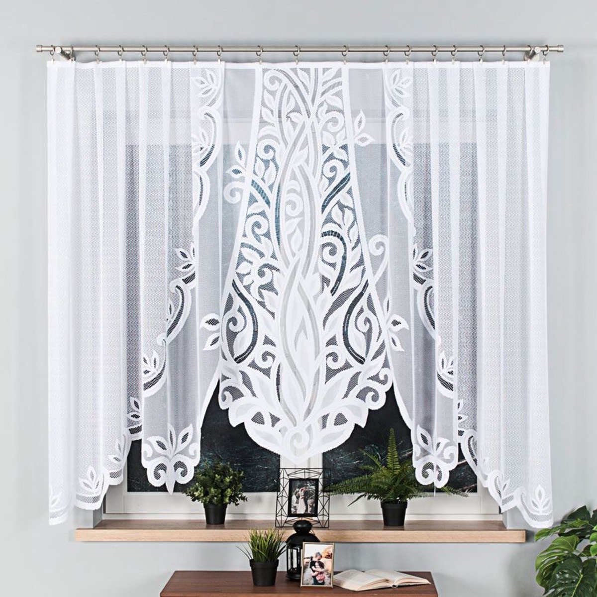 Markizeta POLA Serie - Jacquard Vitrage - 300x160 cm - Arch Vorm - Bladeren Motief