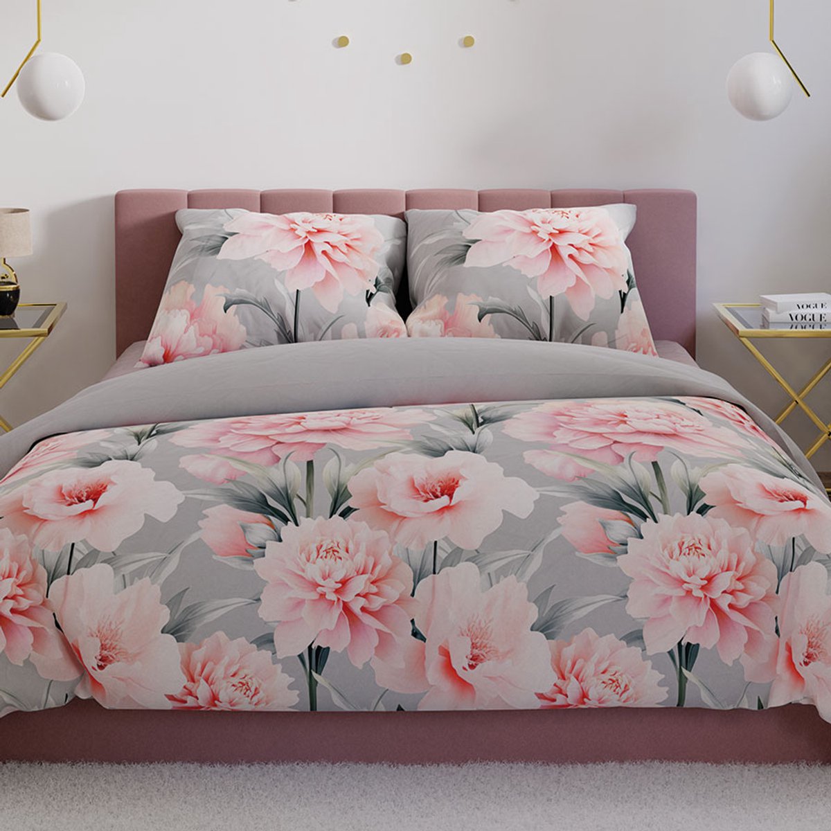 Markizeta MARIGOLD - Satijnen Katoenen Bedset - 220x200 cm - Kleur Rijke Bloemen - Romantische Elegant Design