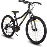 Hiland Climber 2.0 Tiener Forensen Stadsfiets - 24 inch - 7 versnellingen - V-Brake - Zwart - Geschikt voor buitenactiviteiten in de lente