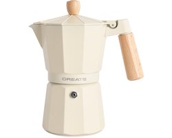 CREATE - Italiaanse koffiezetter - Gebroken wit - Zonder inductieadapter - 6 kopjes / 350ml - THERA MOKA RETRO