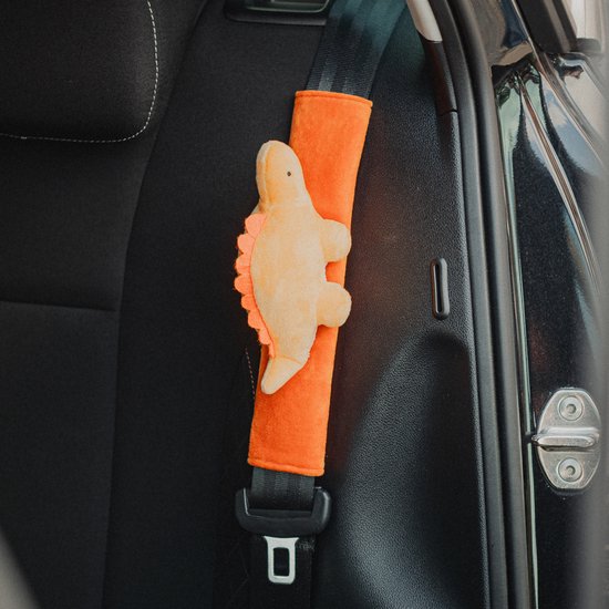 Cute since 1999 - Gordelbeschermer kind - Oranje dinosaurus gordelhoes - gordelhoezen voor auto en autostoel - 27cm x 6 cm