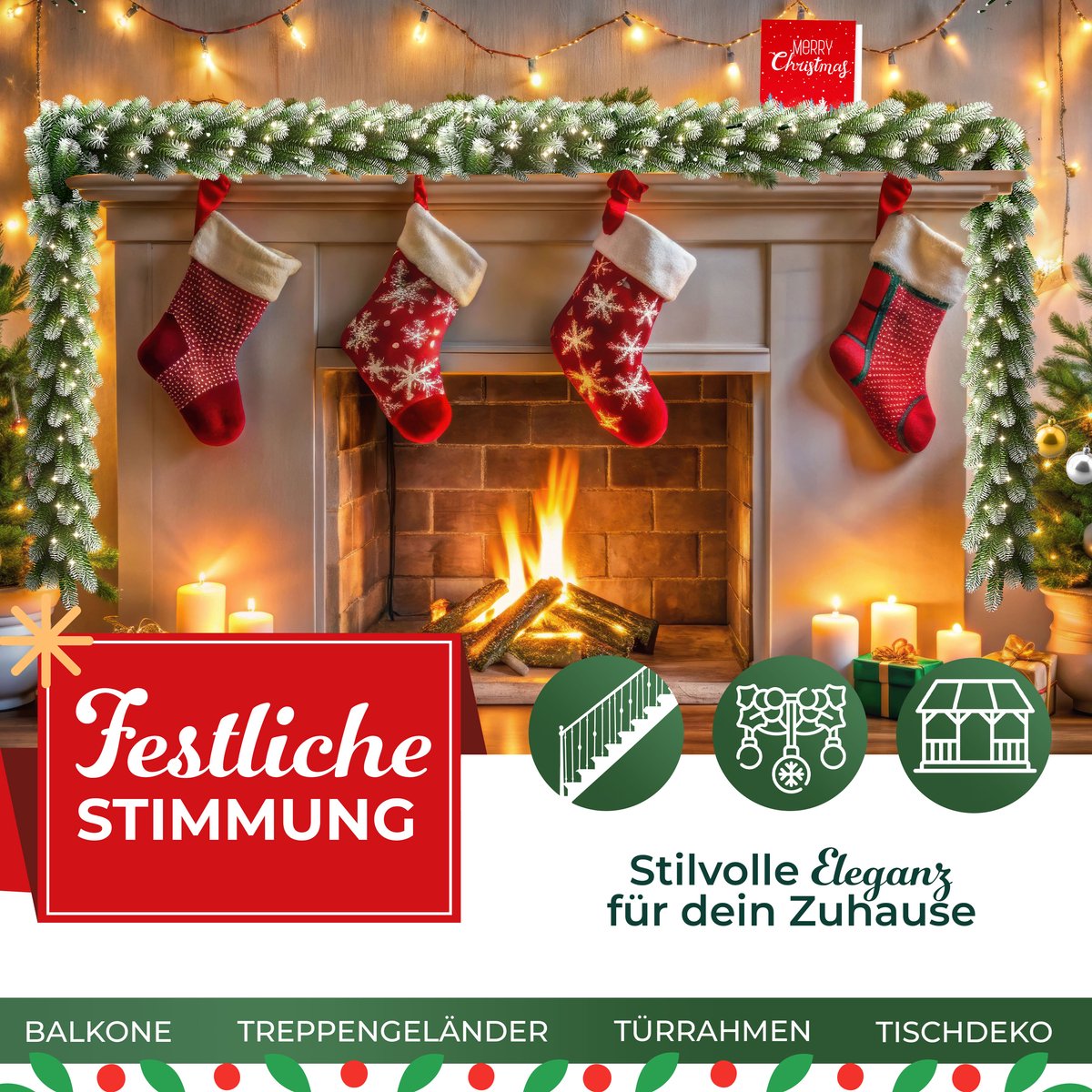 KESSER® Guirlande met verlichting - Kerstguirlande LED Kerstslinger Kerstversiering Kerstdecoratie – foto 2