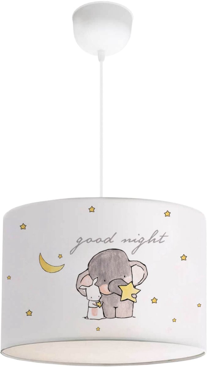 Kinder hanglamp Rugby wit met olifantenmotief lux.pro