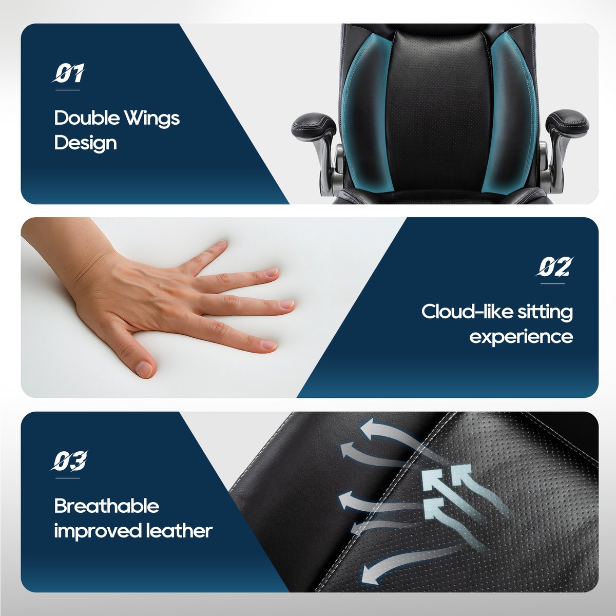 COLAMY Ergonomische Bureaustoel met Verstelbare Lendensteun - afbeelding 3