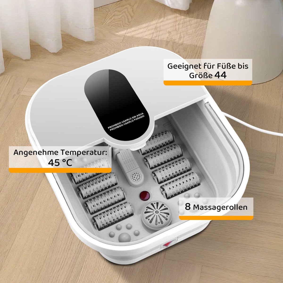 Voetbad met massage- en warmtefunctie, bubbelbad met 8 - afbeelding 3