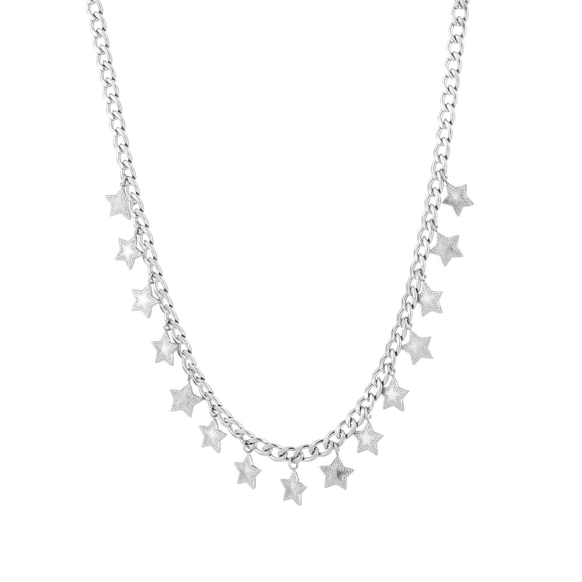 Ketting Sterretjes Stainless Steel - Zilverkleurig - Dames - Geschakelde ketting - Cadeau voor haar