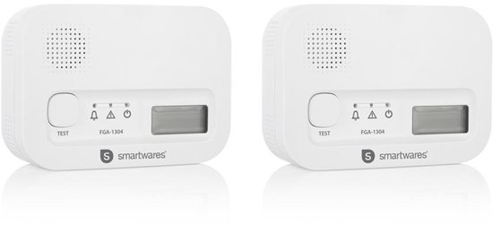 Smartwares FGA-13042 - Koolmonoxidemelder 2 CO melders - 85 dB - Levensduur 10 jaar - BSI Gecertificeerd