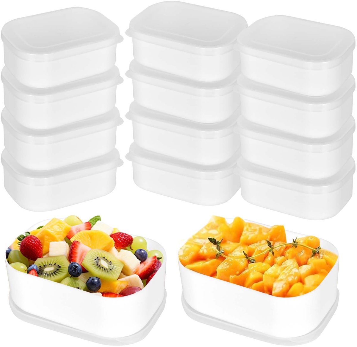 Unyqoos® Set van 12 compacte en herbruikbare voedselcontainers met deksel voor onderweg