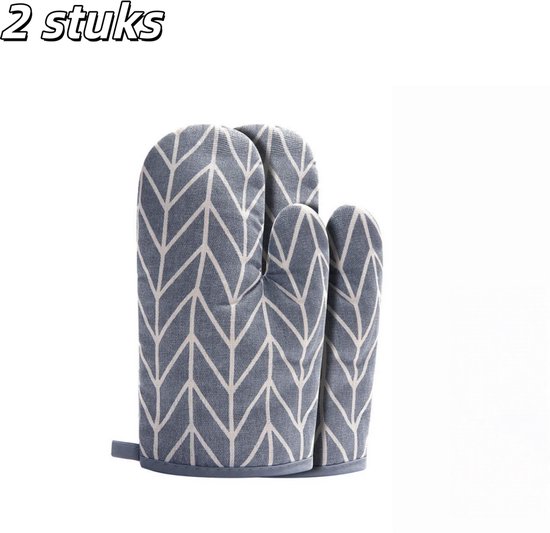 2 stuks - Ovenwanten - Hittebestendige handschoenen - Hittebestendige pannenlappen - Isolatie voor oven en heteluchtfriteuse - Geschikt voor koken, bakken en barbecueën - Grijs