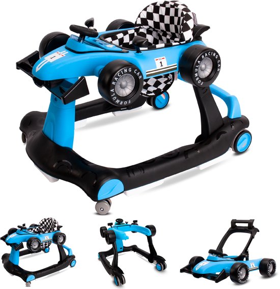 Trotteur Sun Baby, trotteur pour bébé dès 6 mois, hauteur réglable, sons, lumières, miroirs - Blauw