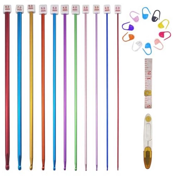 14Pcs Metalen Handvat Haaknaald Breinaalden Set Al... – Grandado