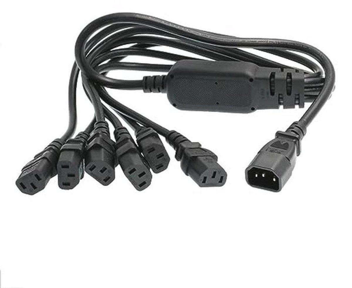 Verlengkabel C14 naar 6 x C13 - 10A 250V Power Splitter voor Computer en Monitor