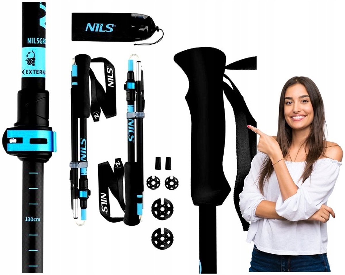 Nils TK8604 Nordic Walking Stokken - Opvouwbaar, Verstelbaar, Lichtgewicht Aluminium
