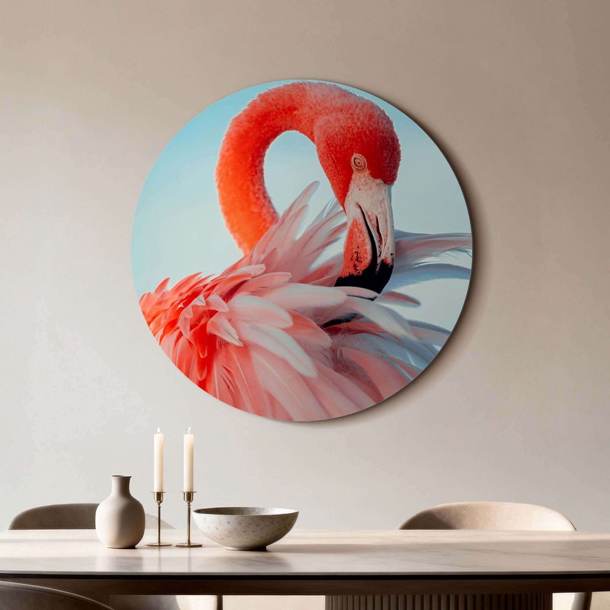 KitchenArt - Feathered Grace - Muurcirkel Binnen - ø 80 cm - Wandcirkel - Mét Ophangsysteem - Wanddecoratie - Muurdecoratie