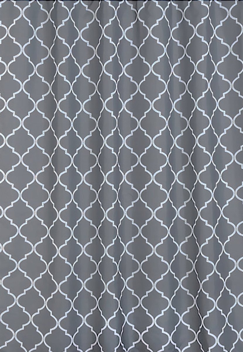 Bisk Orient Douchegordijn Stof 180x200cm Grijs Wit Waterdicht