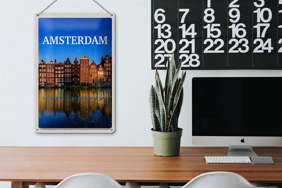 Plaque murale - Amsterdam Canal Houses Skyline