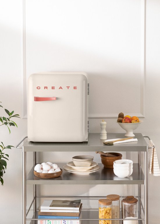 CREATE - Koelkast in retrostijl - Gebroken wit - Handvat Terracotta - FRIDGE RETRO 48L van create — afbeelding 5