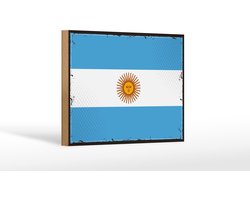Holzschild Flagge Argentinien 18x12cm Retro Flag Argentina