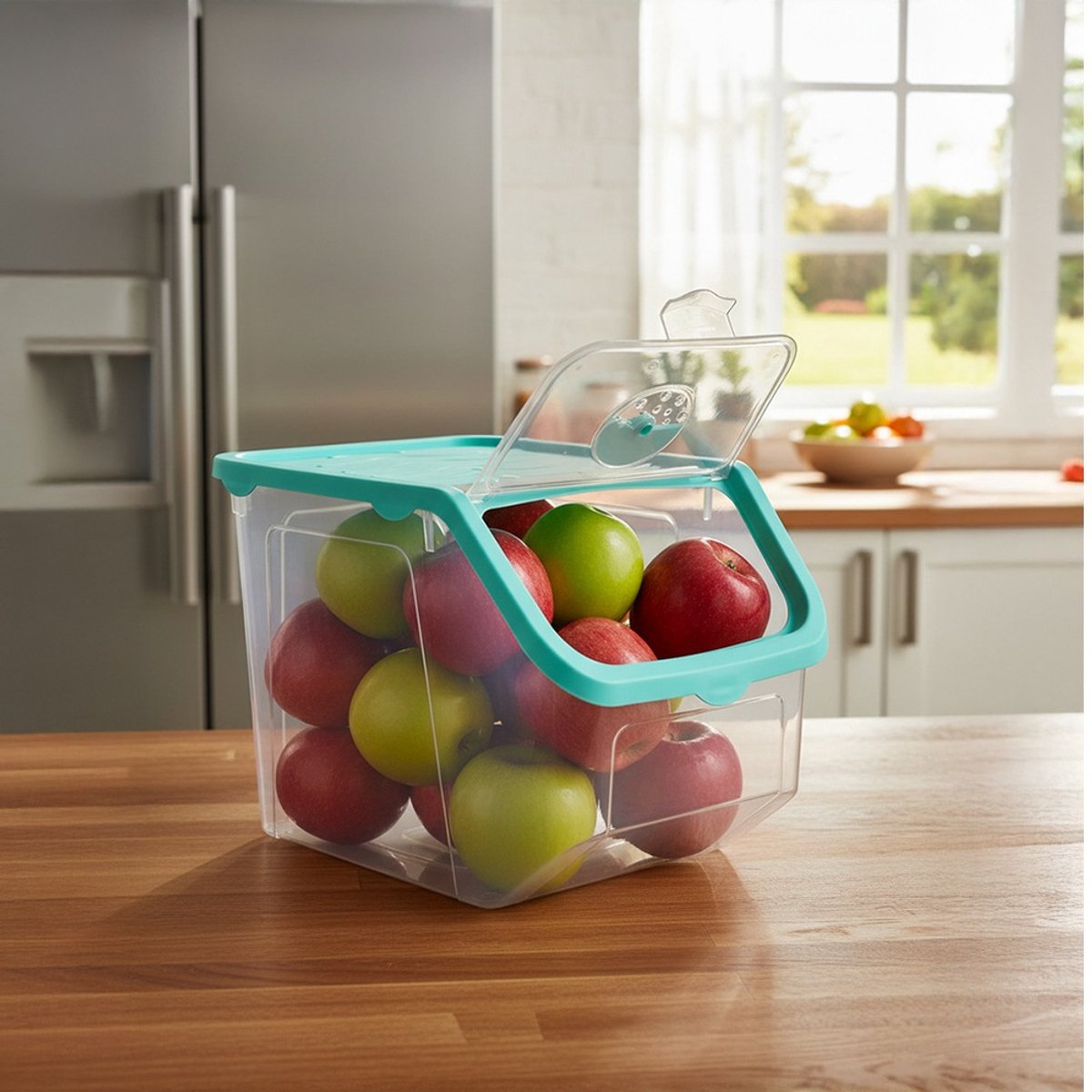 Doos voor Groenten en Fruit met Deksel Transparante 12 l 2 stuks - Aardappelbak - Aardappelpot - Bewaardoos - Container - Koelkast Organizer - Opbergbox - Fruitkist