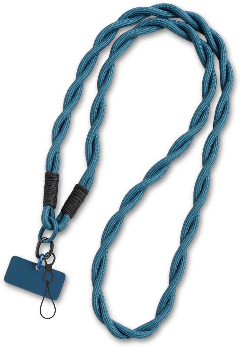 Travel Cords – Telefooncord Blauw XL met Twist Design – Geschikt voor Alle Smartphones – Crossbody en Nekkoord