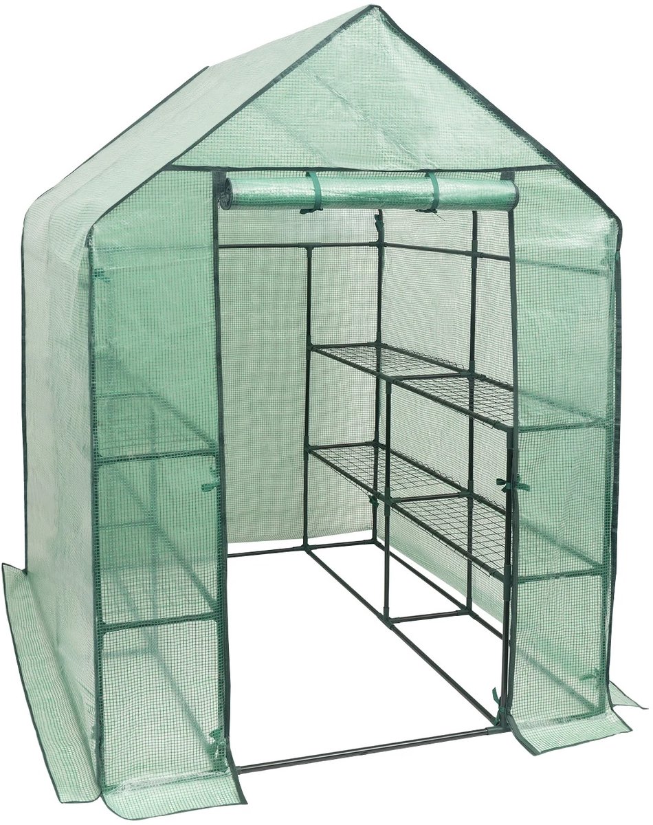 Broeikas Kweekkas - Tuinkas - 143x143x195 cm - Groentekas - Waterdichte Hoes - Groen