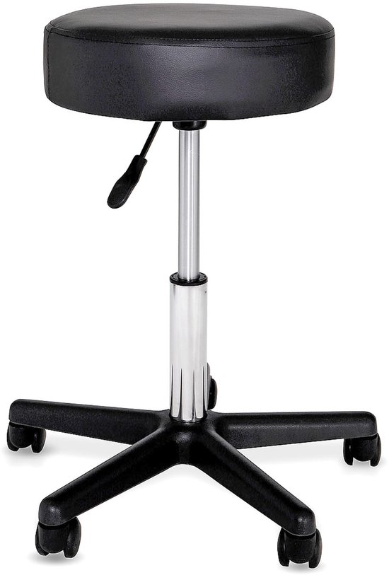 Tabouret pivotant Dibea, réglable en hauteur, pivotant à 360° et équipé de roulettes, noir
