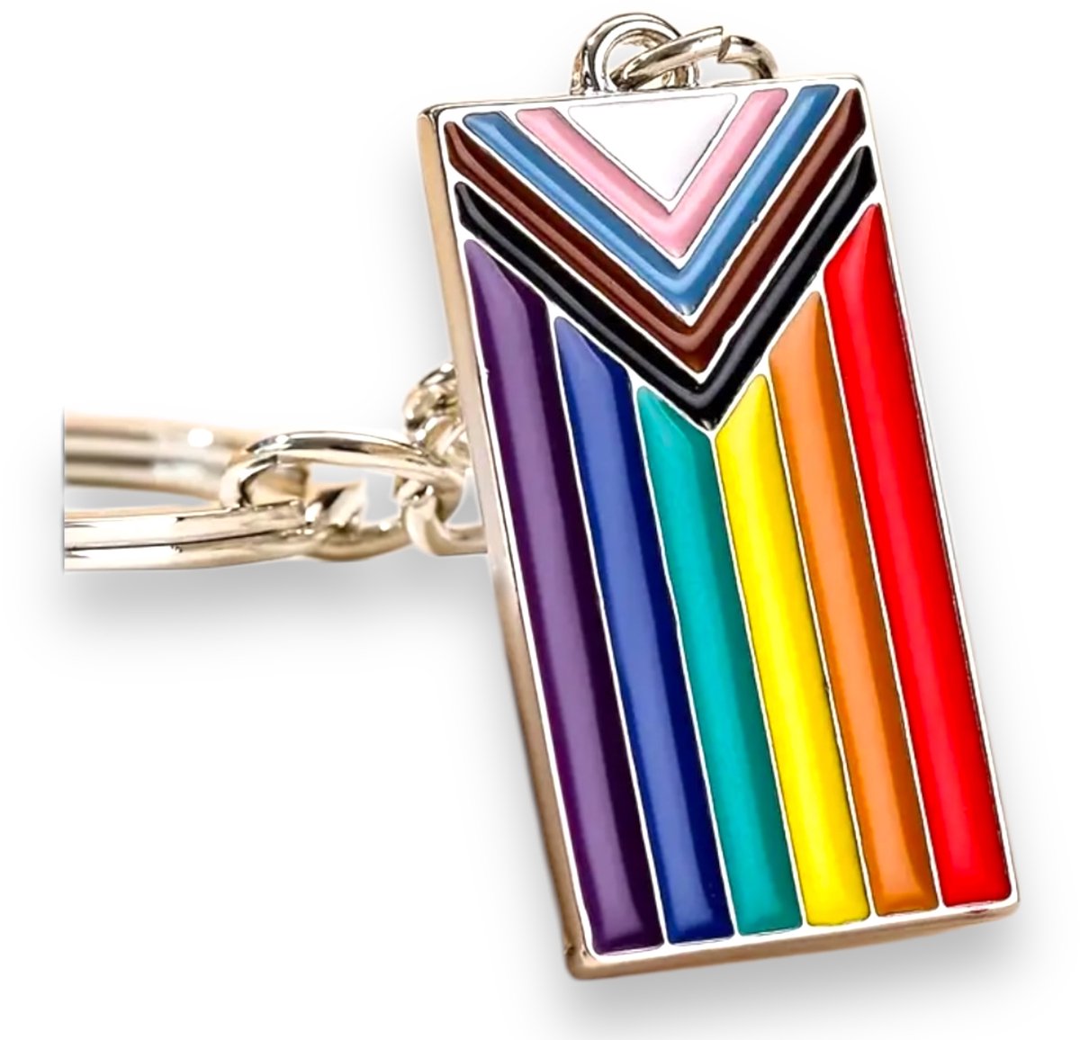Sleutelhanger met Progress Pride Design – Kleurvol Symbool van Liefde & Gelijkheid