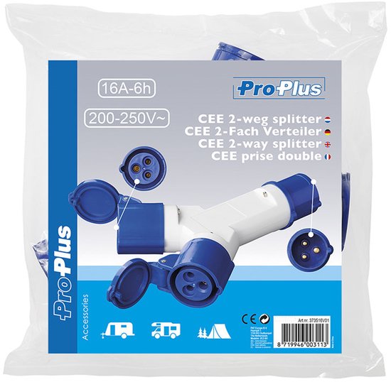 ProPlus CEE Splitter - 2-weg, 16 Ampère, 230 Volt - IP44 | bol
