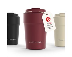 LARS NYSØM Bevægelse Thermos Coffee Mug-to-go 380ml - BPA-vrij met Isolatie - Lekvrije Roestvrijstalen Thermosbeker (Berry Red)
