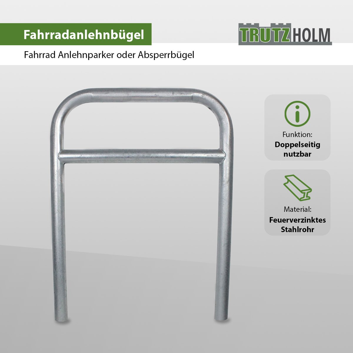Fietsenrek 78 x 115 cm thermisch verzinkt staal Ø 60 mm grijs In beton gegoten Fietsenrek Parker type H