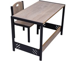 Industrial living Speeltafel – Activiteiten tafel – Kindertafel en stoeltjes – Kinderbureau – Montessori -Kinderkamer Meubels – Walnoot – Zwart