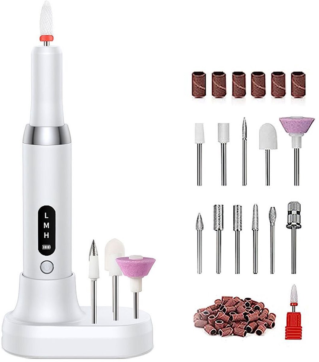Draadloze, draagbare nagelkunstset, nagelmachine met oplaadstation