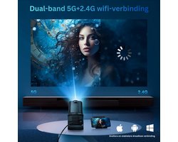 Mini Beamer - Film Projector met Bluetooth - Draagbare Beamer - 4K Kwaliteit - Zwart