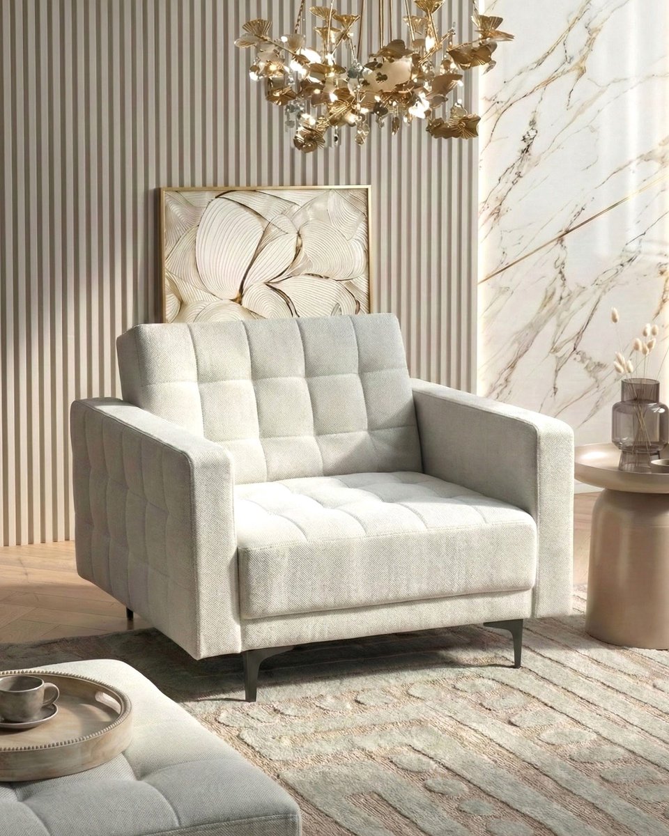 Beliani Aberdeen Massagestoel Off-white Stof - afbeelding 3