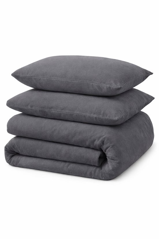 Dekbedovertrek Flanel Effen Grijs 240x200/220 cm + 2 kussenslopen — afbeelding 3