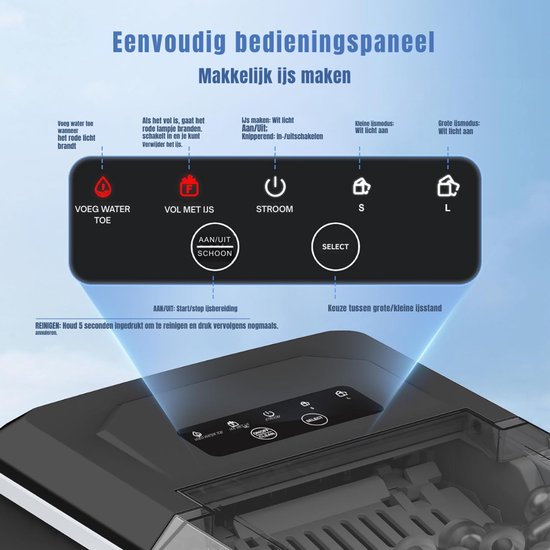 AMA® Ijsblokjesmachine - Zelfreinigende Ijsblokjesmaker, Ijsblokmaker - Draagbaar met Handvat - 22.5x29x29.5cm van Merkloos — afbeelding 4